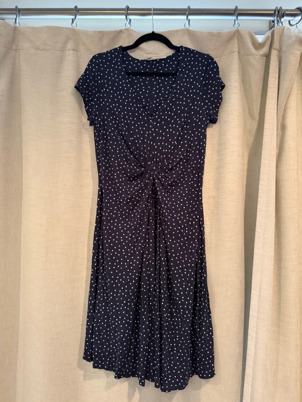 Seraphine maternity - Navy with White Dot Twist-Front Midi Dress